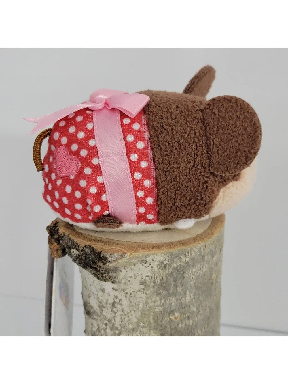 Disney Tsum Tsum Minnie Mouse Plush Toy with Pink Bow and Red Polka Dot Dress